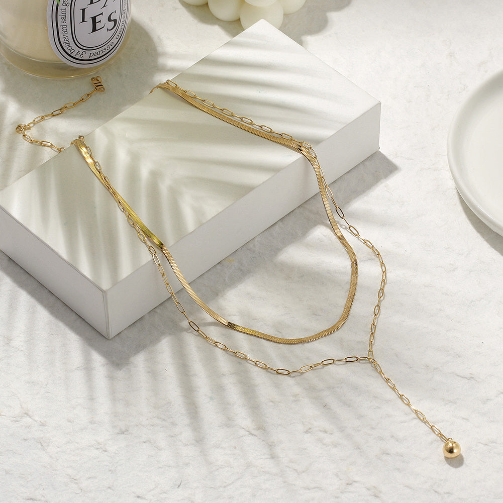 Double layered creative necklace-NSSN761ST