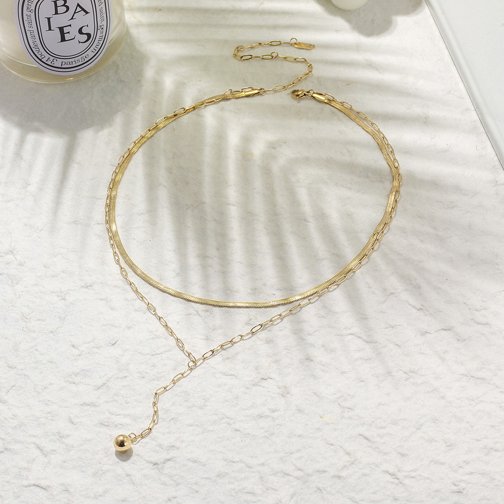 Double layered creative necklace-NSSN761ST