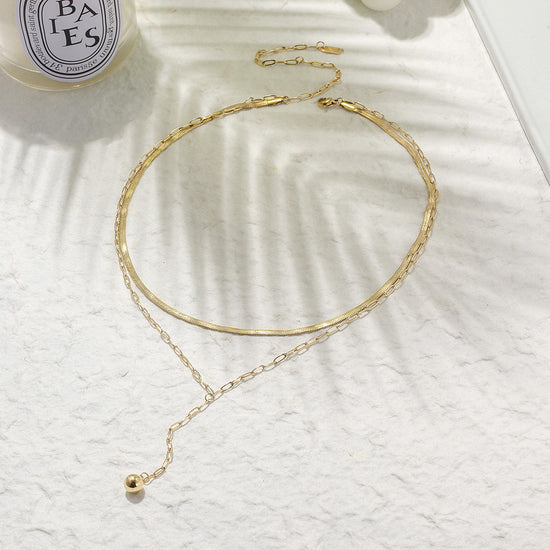 Double layered creative necklace-NSSN761ST
