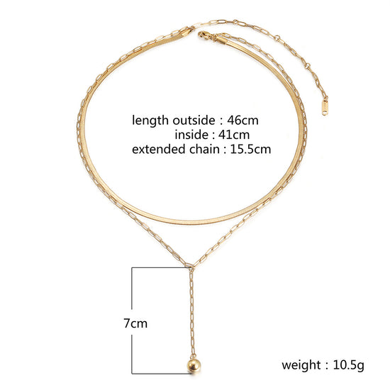 Double layered creative necklace-NSSN761ST