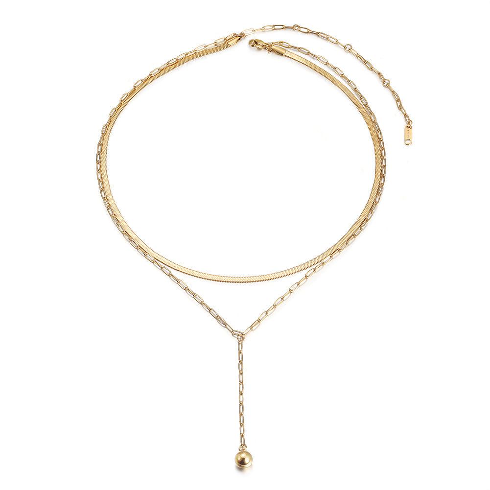 Double layered creative necklace-NSSN761ST