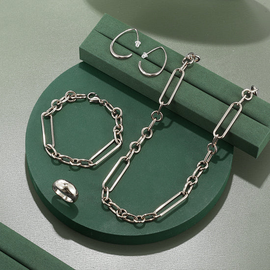 Stainless steel buckle necklace-NSSN769STWG