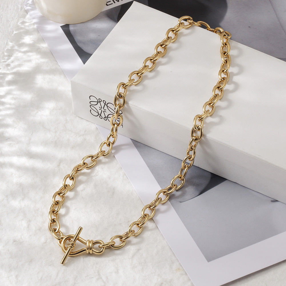 Stainless steel gold necklace-NSSN774STGC