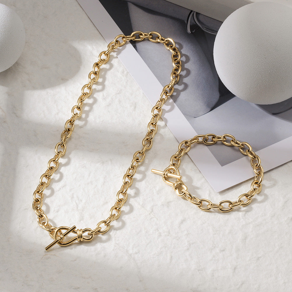 Stainless steel gold necklace-NSSN774STGC