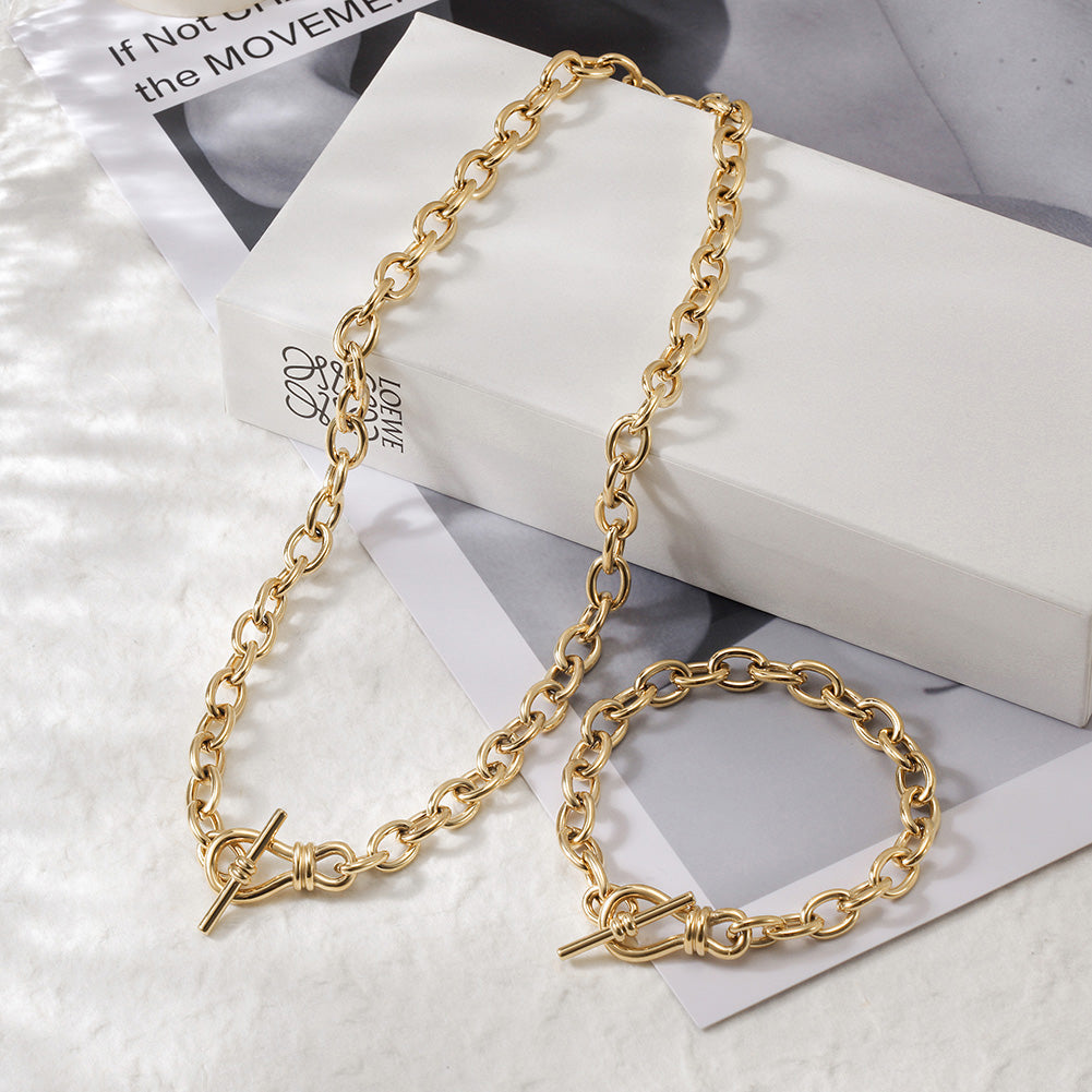 Stainless steel gold necklace-NSSN774STGC