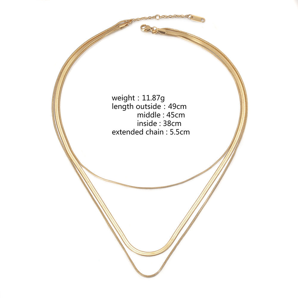 Three layer golden necklace-NSSN778STGC