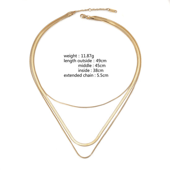Three layer golden necklace-NSSN778STGC