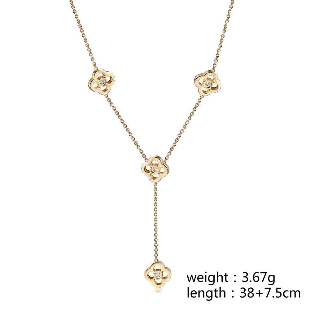 Hollow flower necklace-NSSN782ST