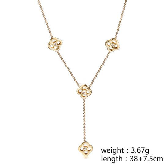 Hollow flower necklace-NSSN782ST