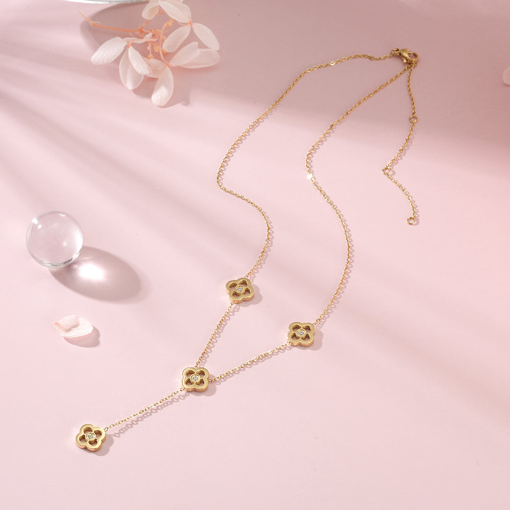 Hollow flower necklace-NSSN782ST