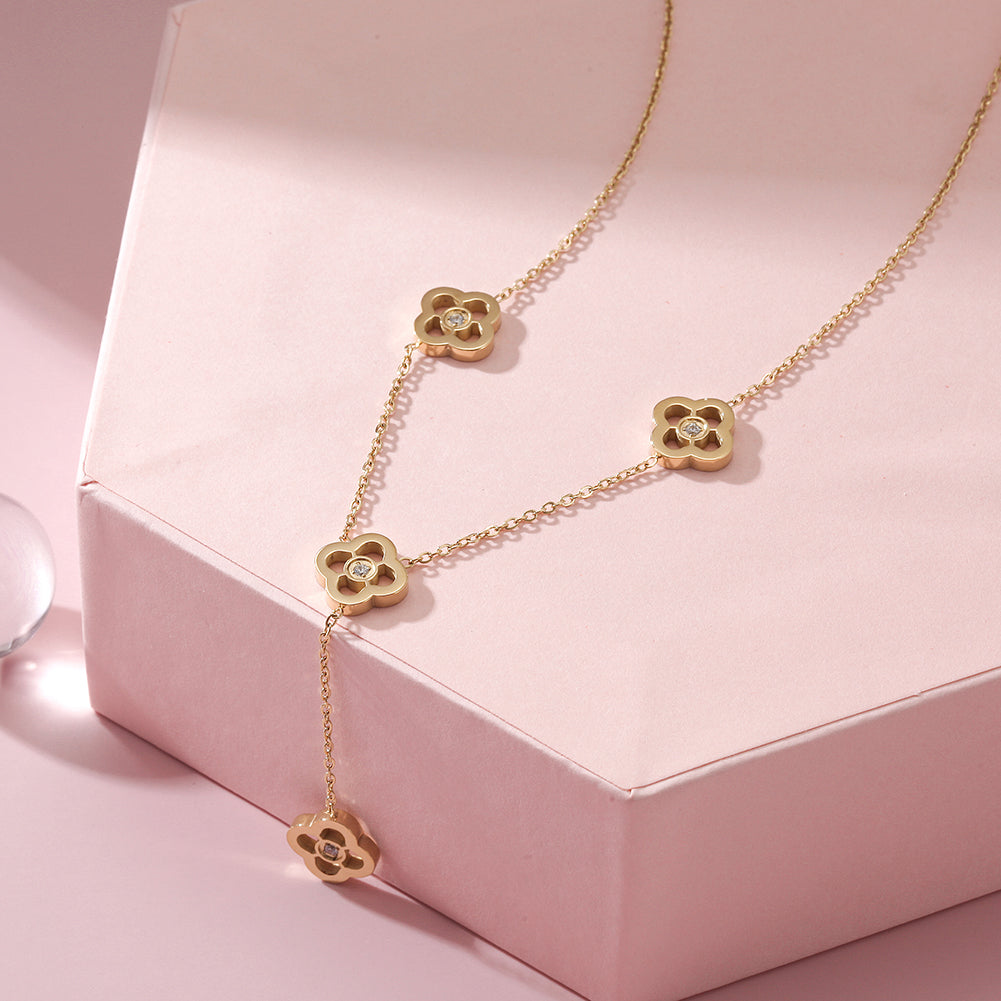 Hollow flower necklace-NSSN782ST