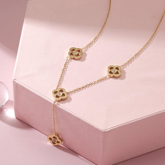 Hollow flower necklace-NSSN782ST