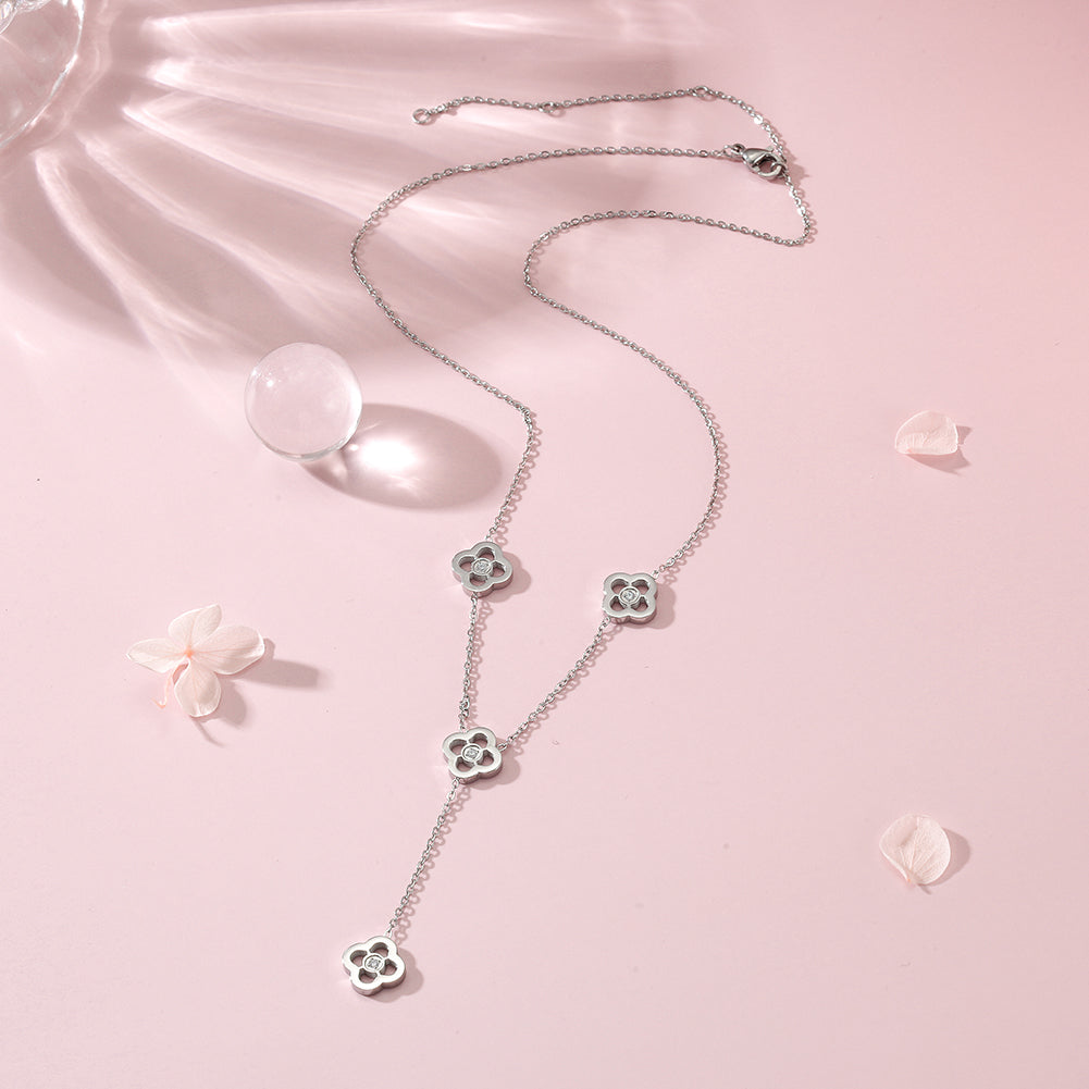 Hollow flower necklace-NSSN782ST