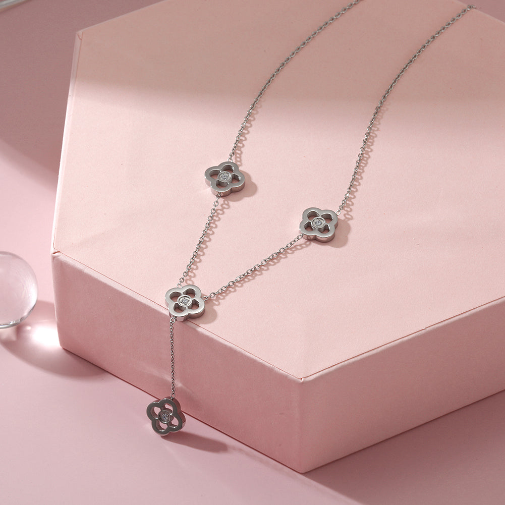 Hollow flower necklace-NSSN782ST