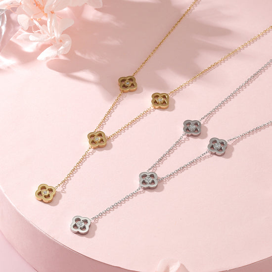 Hollow flower necklace-NSSN782ST