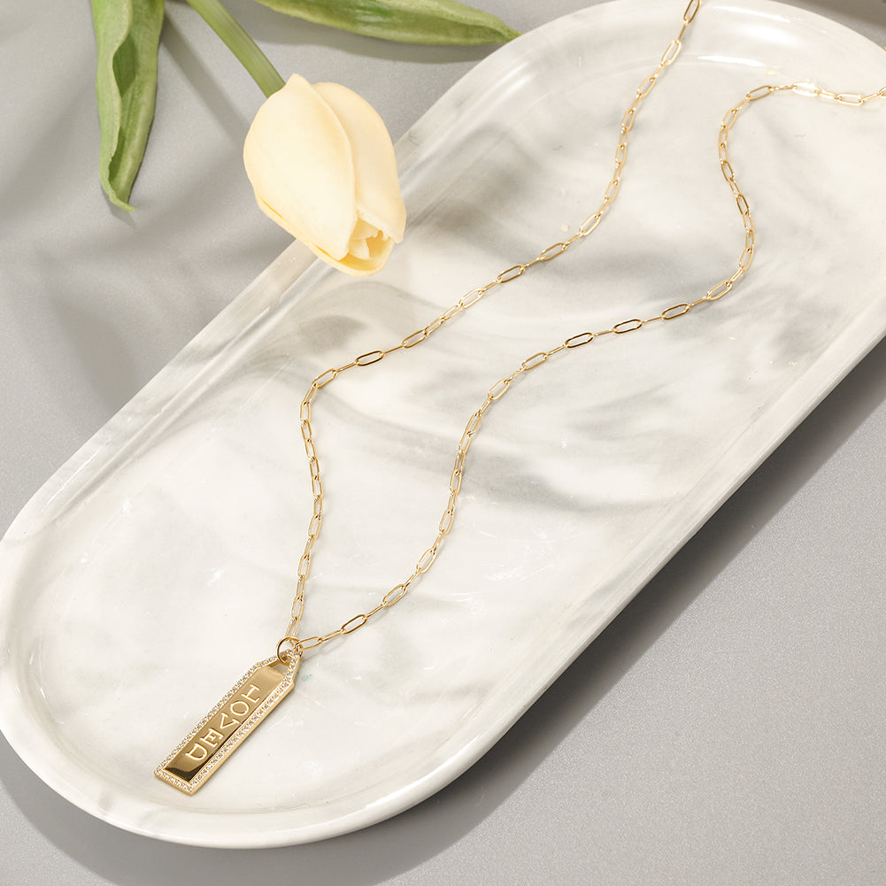Letter pendant necklace-NSSN787STGCZD-24