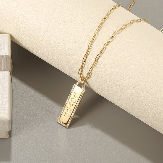 Letter pendant necklace-NSSN787STGCZD-24