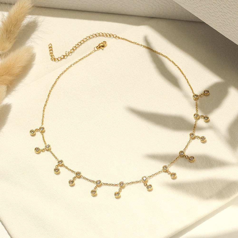 Zircon pendant necklace-NSSN790STGCZD