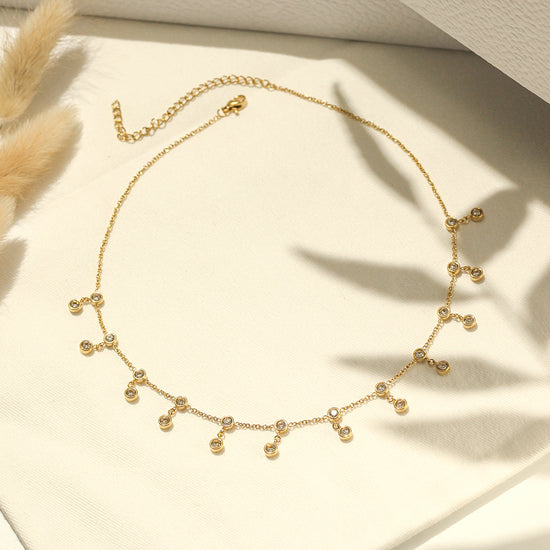 Zircon pendant necklace-NSSN790STGCZD