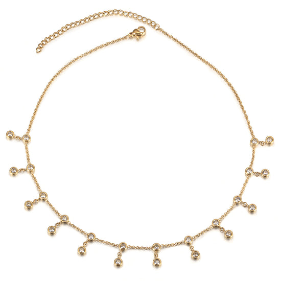 Zircon pendant necklace-NSSN790STGCZD