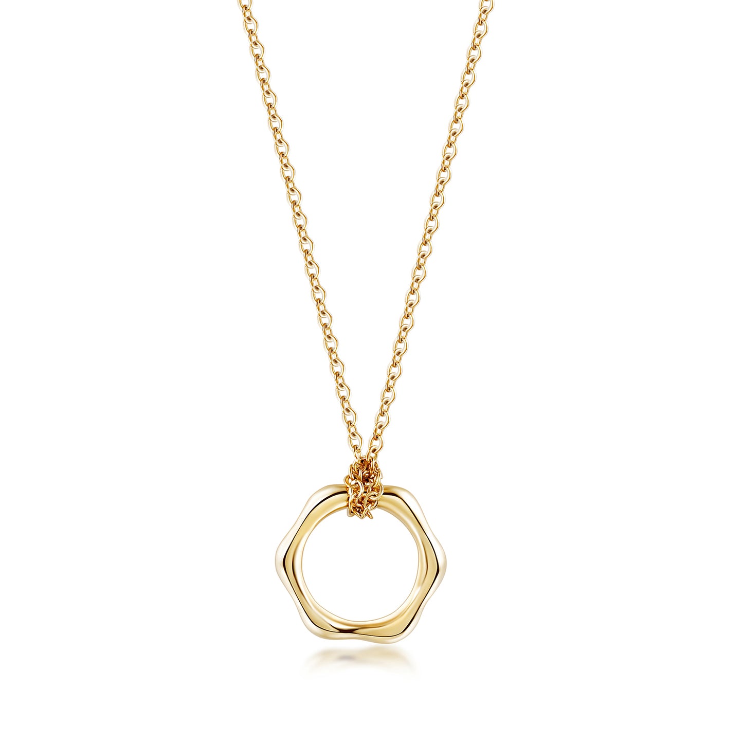 Stainless steel hexagonal pendant necklace-NSSN792STGC