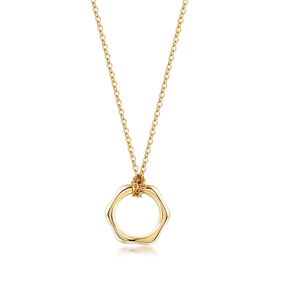 Stainless steel hexagonal pendant necklace-NSSN792STGC