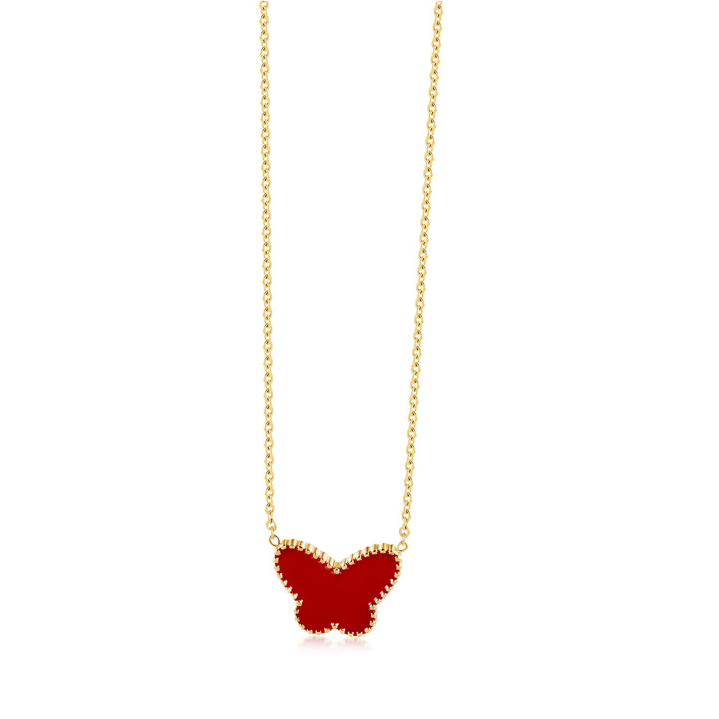 Red Butterfly Necklace-NSSN794STGCRD