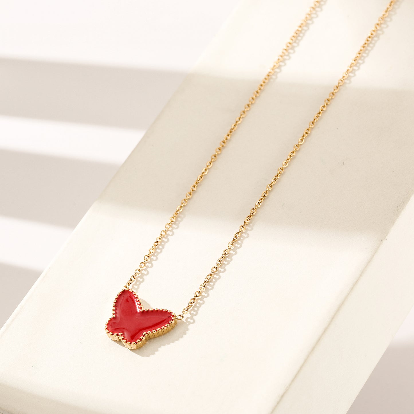 Red Butterfly Necklace-NSSN794STGCRD