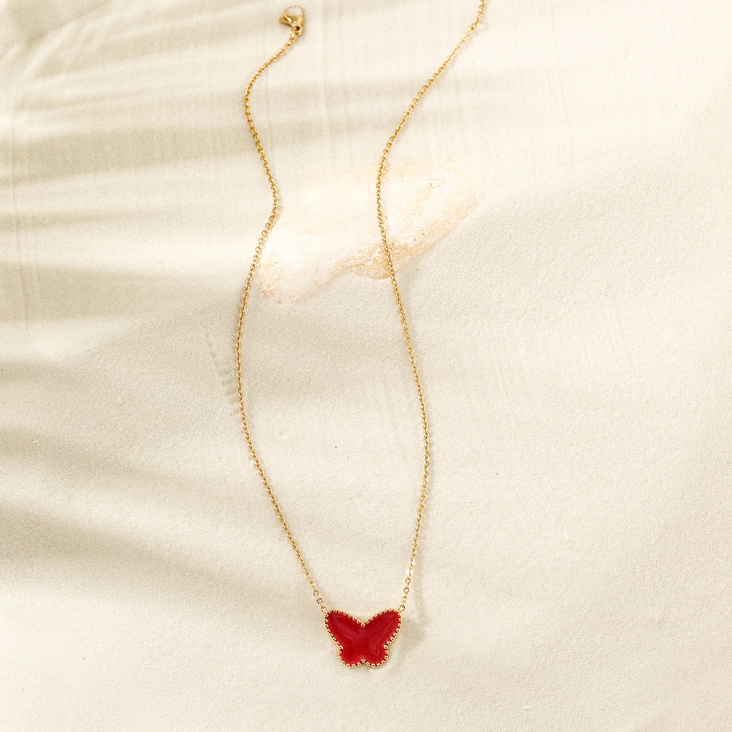 Red Butterfly Necklace-NSSN794STGCRD
