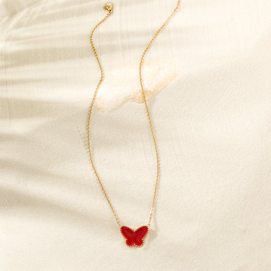 Red Butterfly Necklace-NSSN794STGCRD