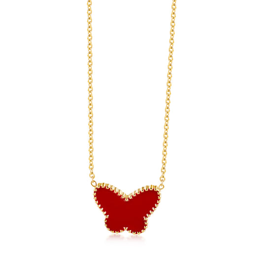 Red Butterfly Necklace-NSSN794STGCRD