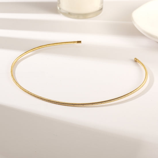 Simple cable necklace-NSSN795STGC