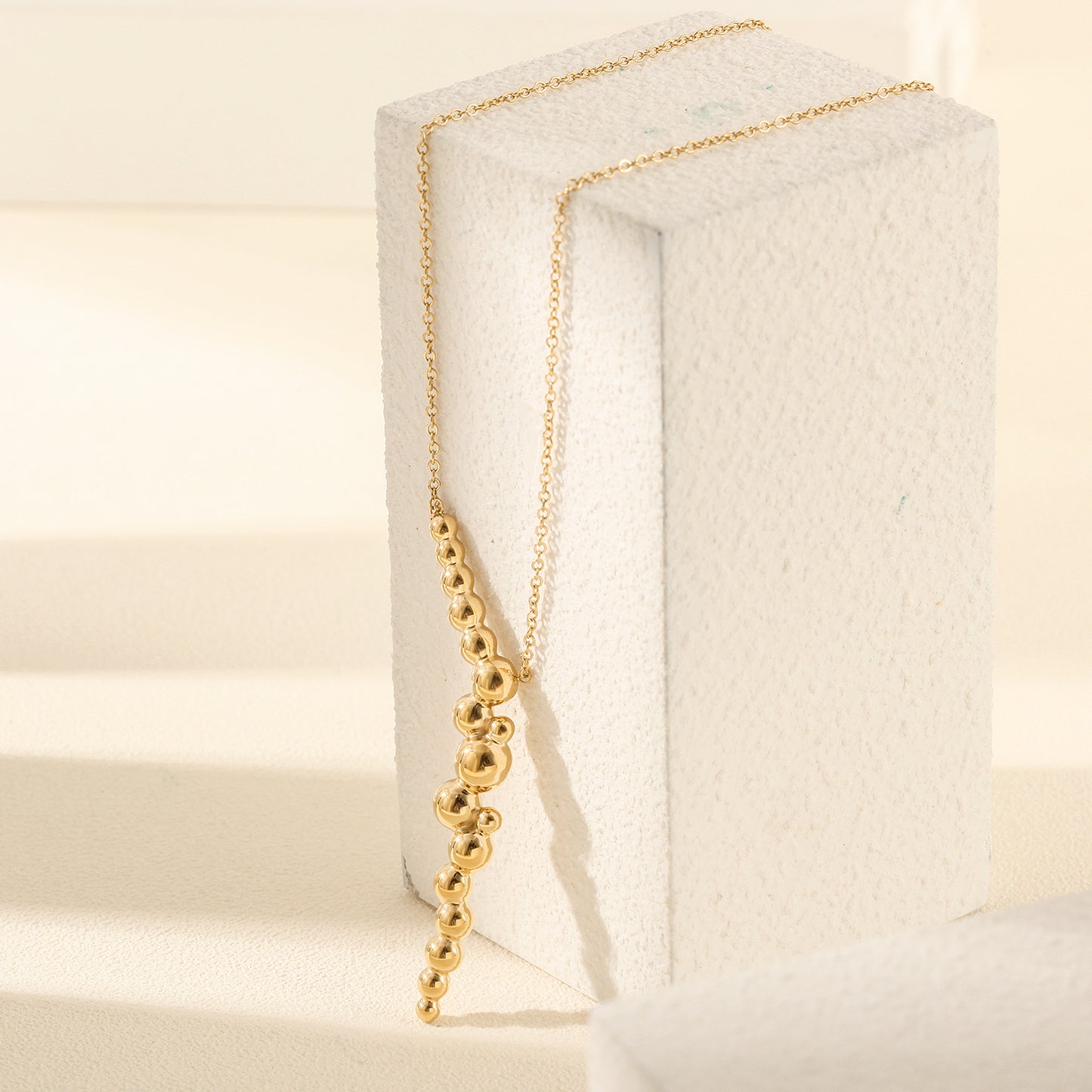 Round bead pendant necklace-NSSN799STGCL