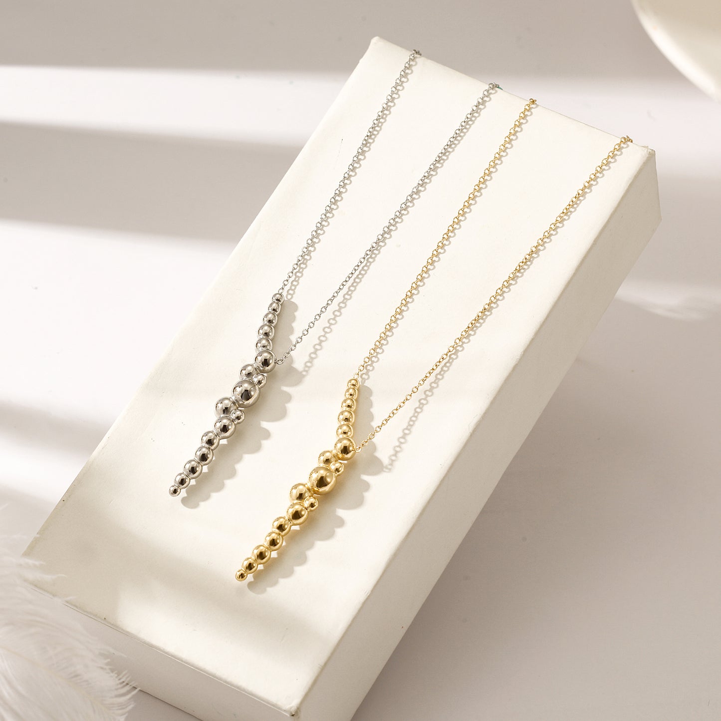 Round bead pendant necklace-NSSN799STWGL