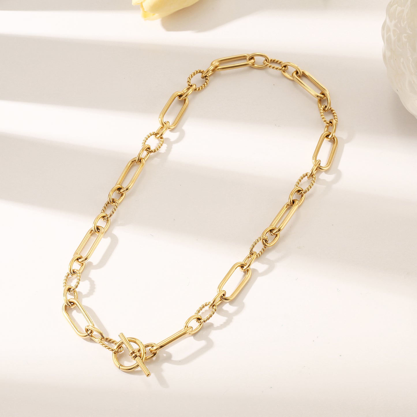 Stainless steel circular necklace-NSSN801STGC