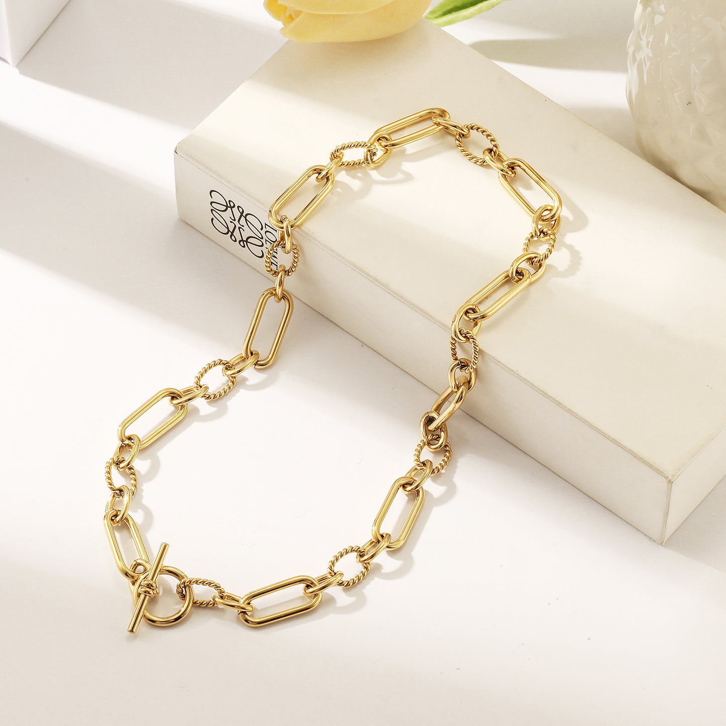 Stainless steel circular necklace-NSSN801STGC