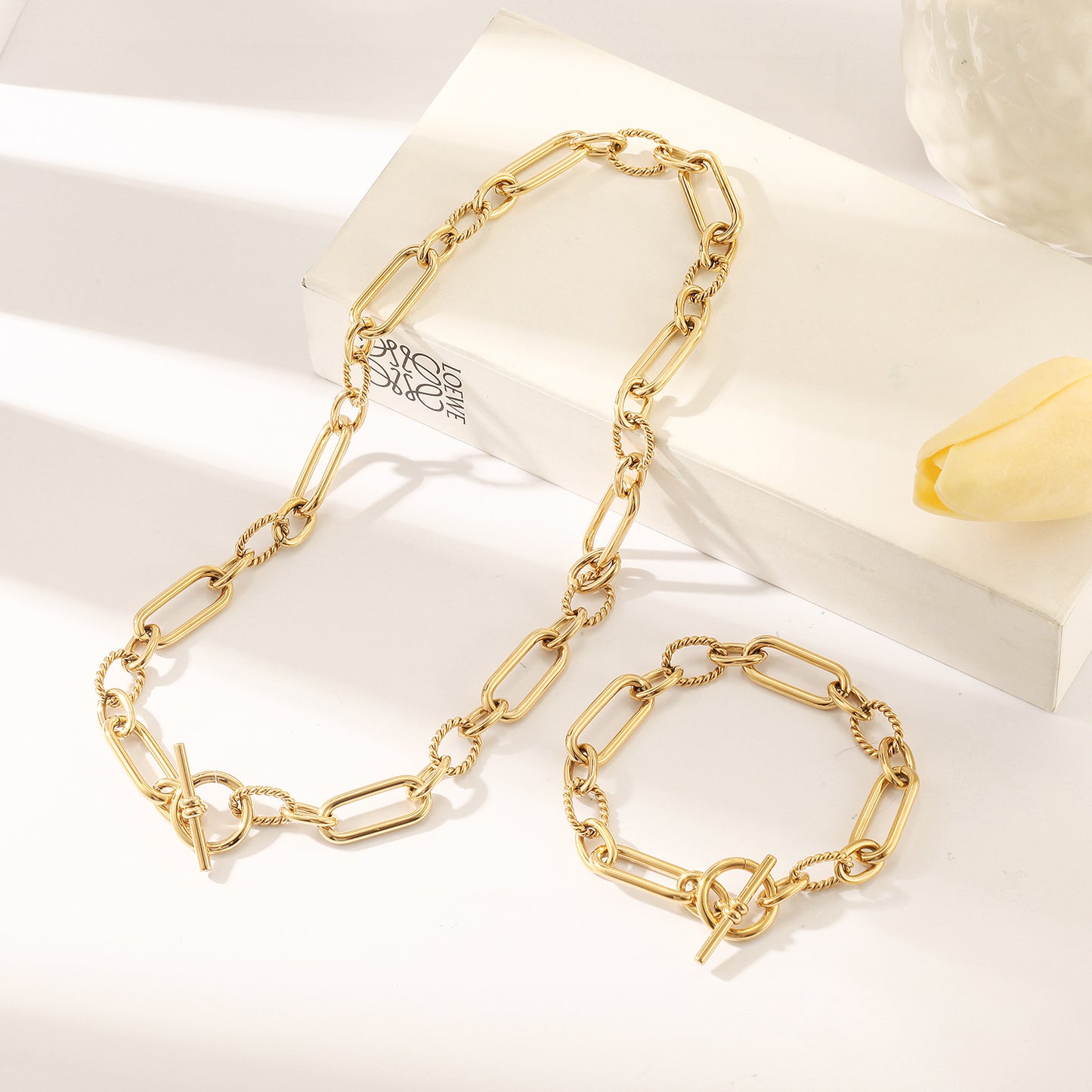 Stainless steel circular necklace-NSSN801STGC