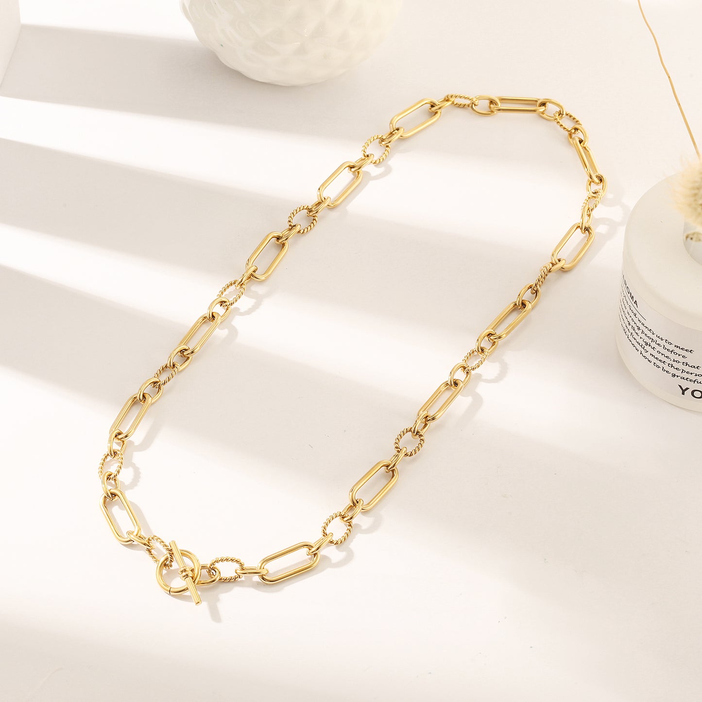 Stainless steel circular necklace-NSSN801STGC