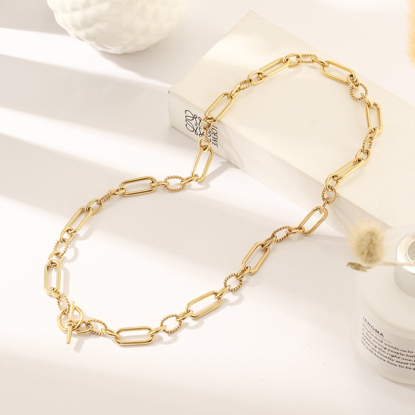 Stainless steel circular necklace-NSSN801STGC