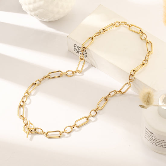Stainless steel circular necklace-NSSN801STGC