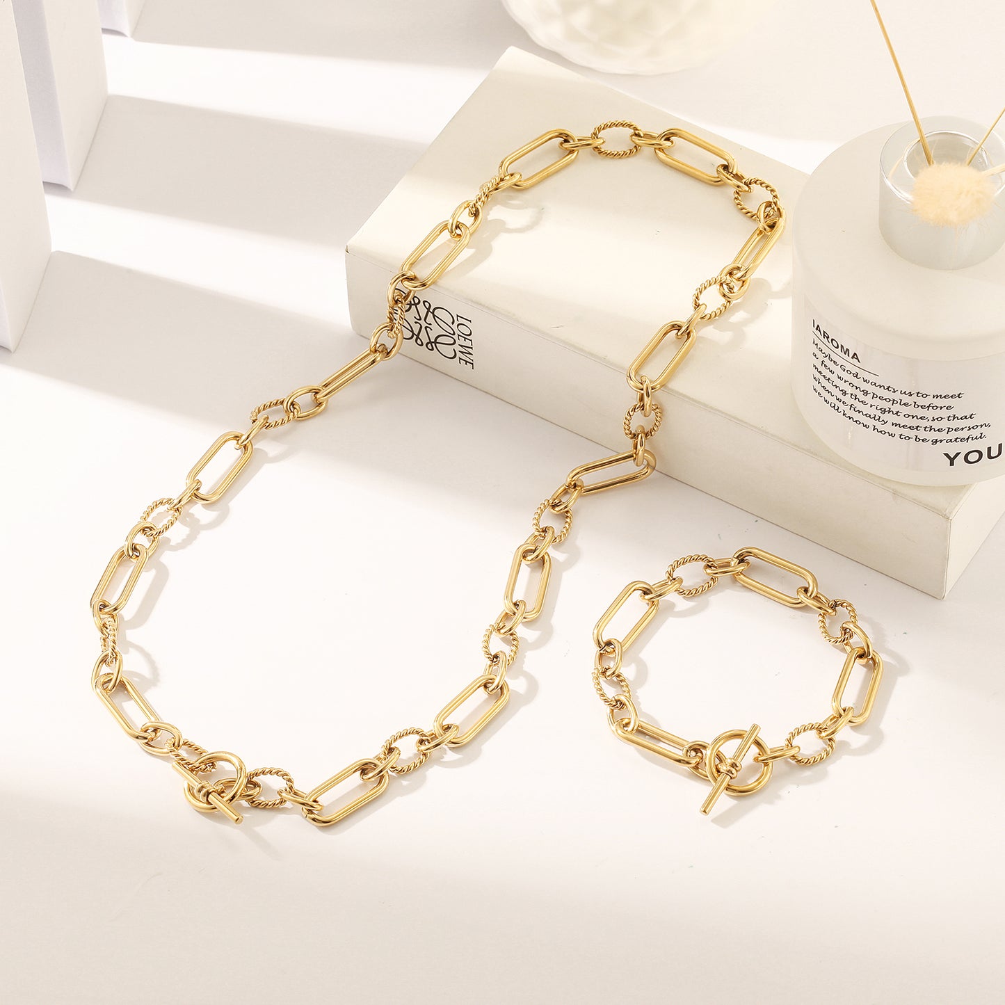 Stainless steel circular necklace-NSSN801STGC