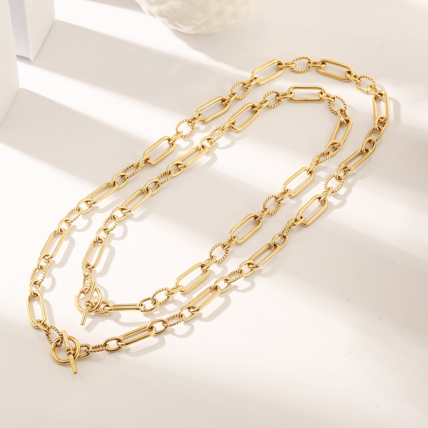 Stainless steel circular necklace-NSSN801STGC