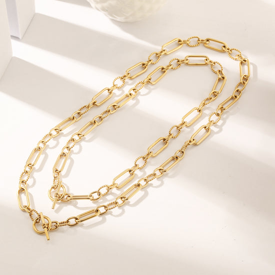 Stainless steel circular necklace-NSSN801STGC