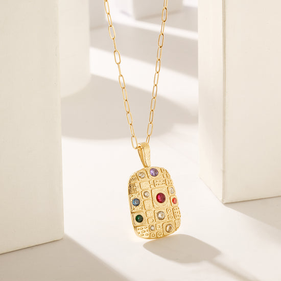 Colorful gemstone handbag necklace-NSSN803STGC