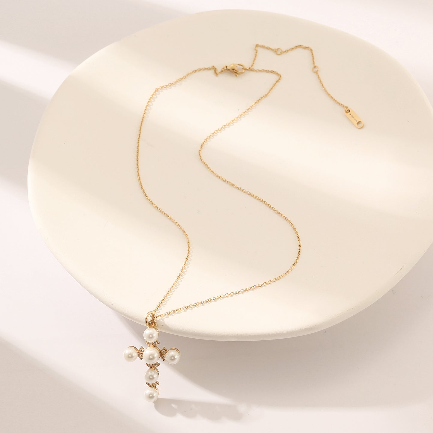 Cross pearl necklace-NSSN805ST