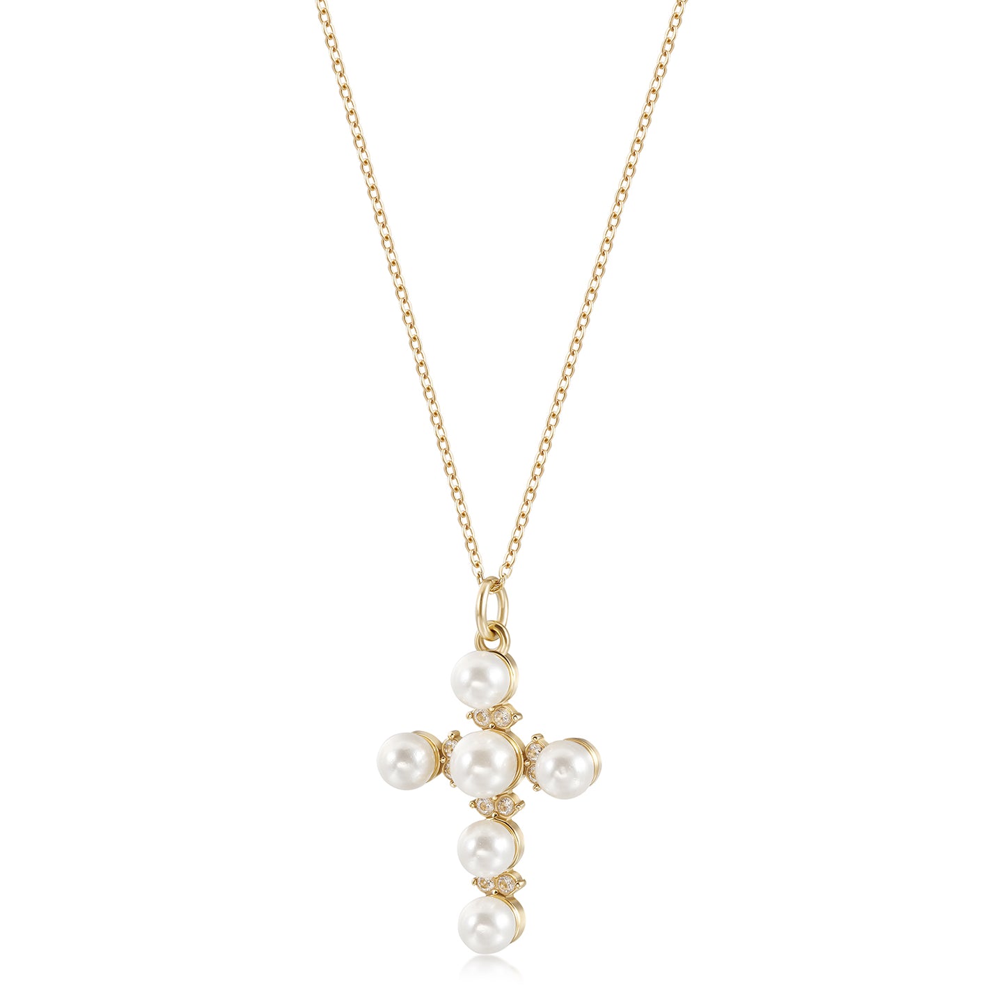 Cross pearl necklace-NSSN805ST