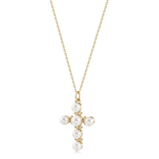 Cross pearl necklace-NSSN805ST