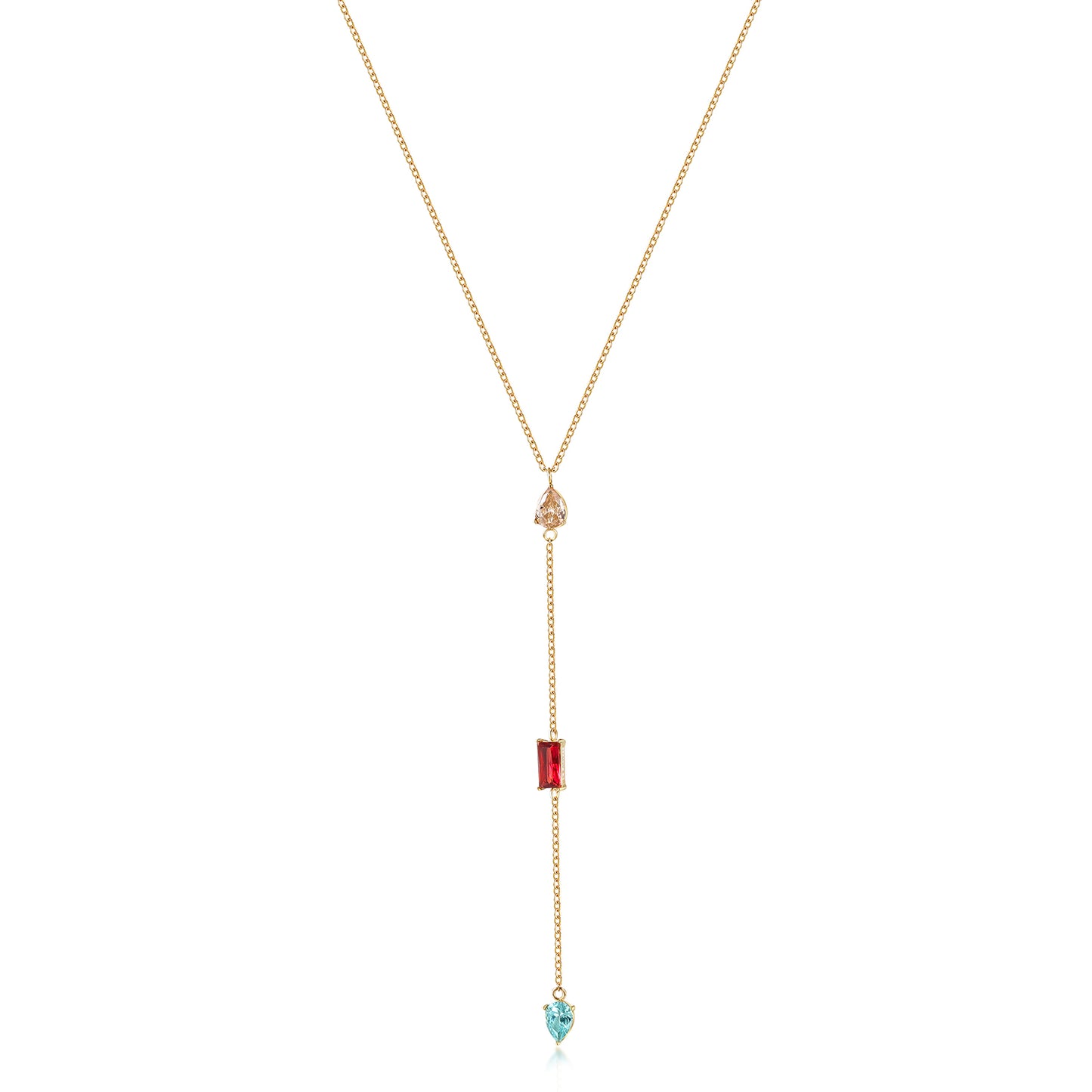 Colorful gemstone pendant necklace-NSSN809STGCZD