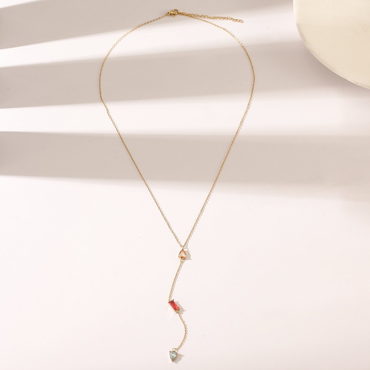 Colorful gemstone pendant necklace-NSSN809STGCZD