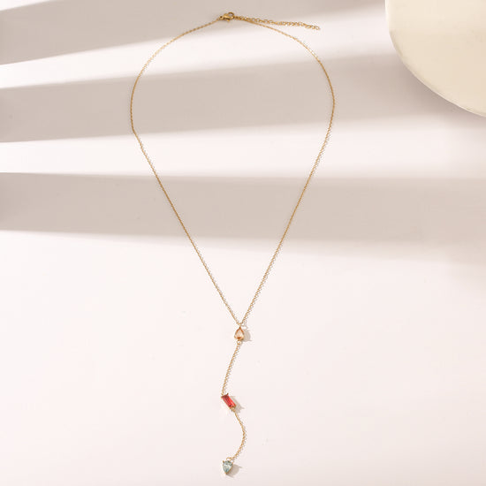 Colorful gemstone pendant necklace-NSSN809STGCZD